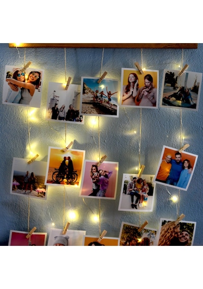 İpli Led Işıklı Ve Mandallı Fotoğraf Çerçeveleri Duvara Resim Çerçeve