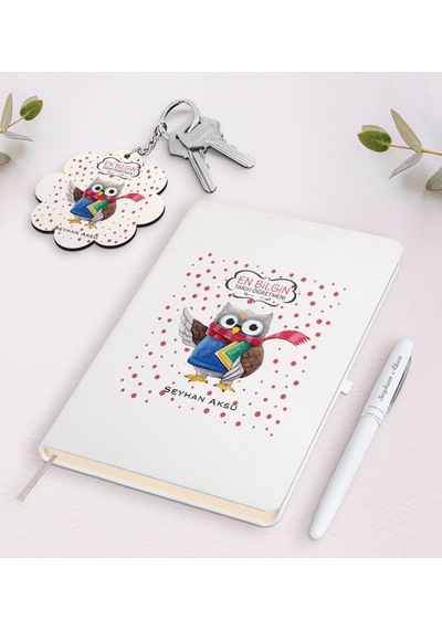 Kişiye Özel Tarih Öğretmeni Beyaz Defter Kalem Ve Anahtarlık Hedi N11.18545