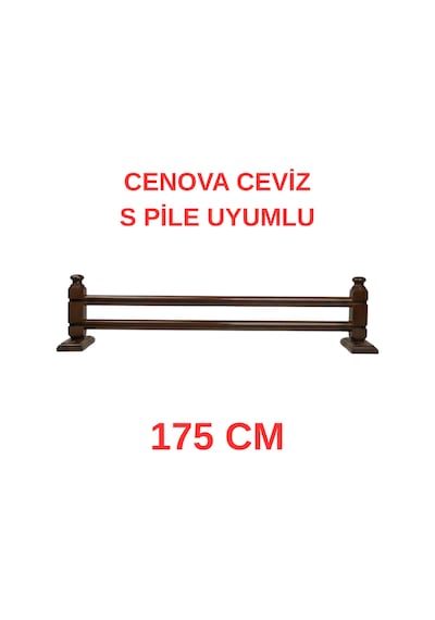 Cenova S Pile Ve Perde Düğmesi Uyumlu Çetray Çift Raylı Modern Ahşap Rustik Ceviz 175 Cm Ceviz