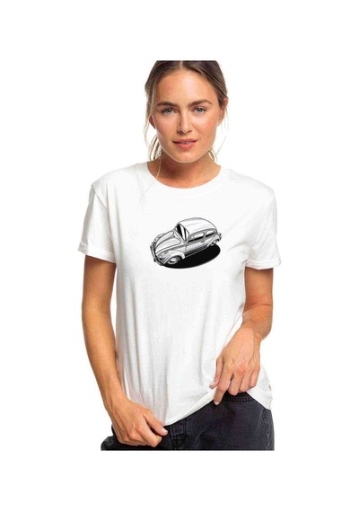 Vw Beetle Classic Baskılı Beyaz Kadın Tshirt