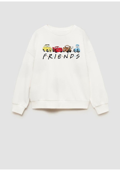 Monila Unisex Baskılı 3 İplik Kumaş Pamuklu Sweatshirt Ekru