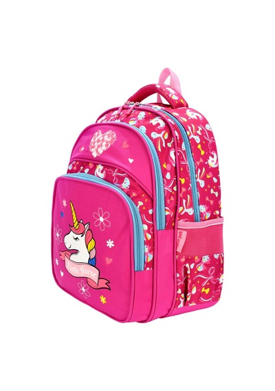 Yeni Sezon Ortopedik Unicorn Desenli Okul Çantası + Beslenme Çantası Seti Koyu Mor