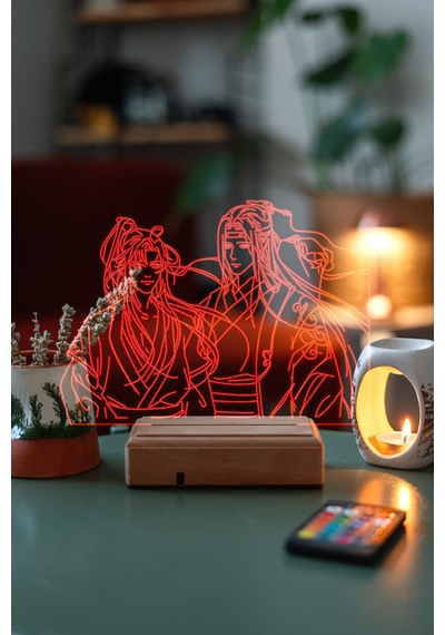 Lan Wangji And Wei Wuxian 16 Renk Kumandalı 3d Gece Lambası