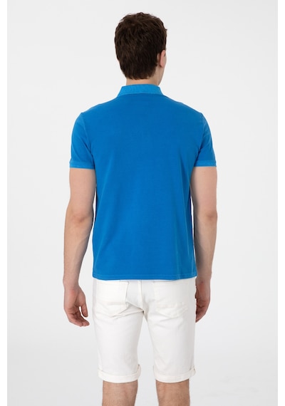 U.S. Polo Assn. Erkek Slim Fit Polo Yaka Kobalt Yıkamalı Basic Tişört 50305995-VR077