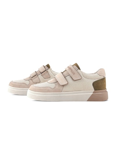 Rakerplus Hakiki Deri Nubuk Çift Cırtlı Çocuk Sneaker Spor Ayakkabı Vizon