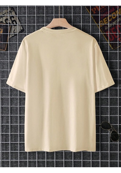 Unisex Ayı Gözü X Baskılı Oversize Tshirt Bej