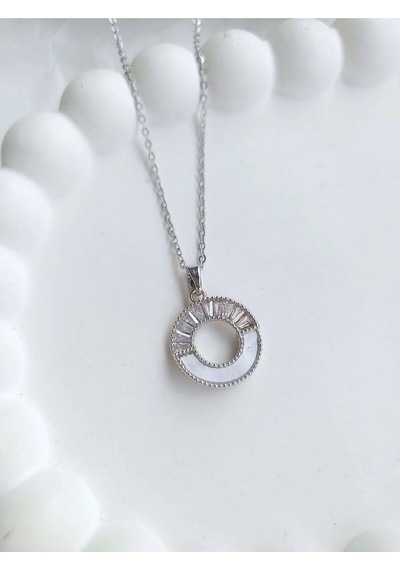 Çelik Silver Taşlı Kadın Kolye Sevgiliye Hediye Gümüş