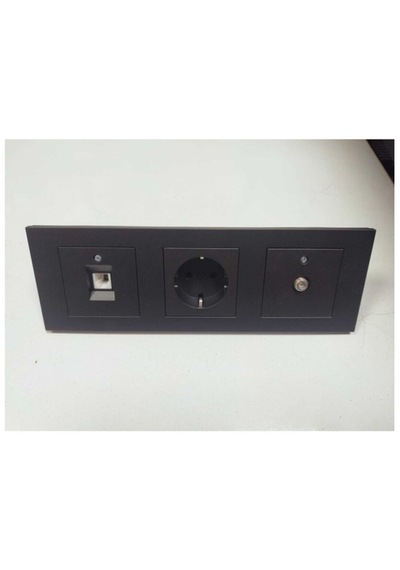 Ovivo Grano Siyah Topraklı Priz Uydu Tv F Priz Nümeris Telefon Prizi 3'lü Set/paket