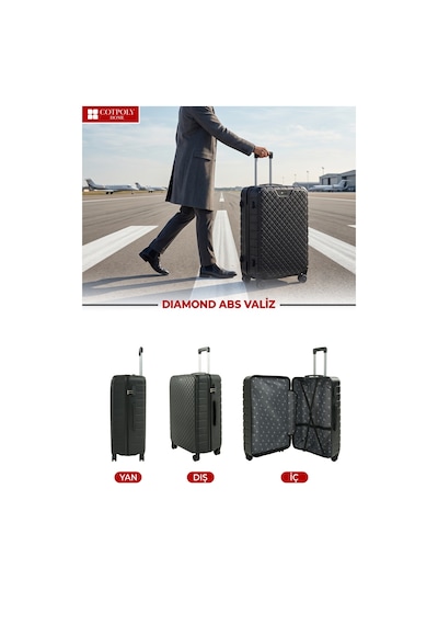 Cotpoly Home Diamond Abs Büyük Boy Valiz Siyah