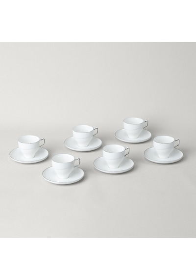 Linens Javed Porselen 6'lı 90 Ml Kahve Fincan Seti Beyaz-gümüş Gümüş