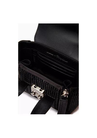3.1 Phillip Lim Nano Pashli Kristal Çanta Saten, Taşlı, Çapraz Askılı Ve Şık Tasarım El Çantası 0 - Siyah