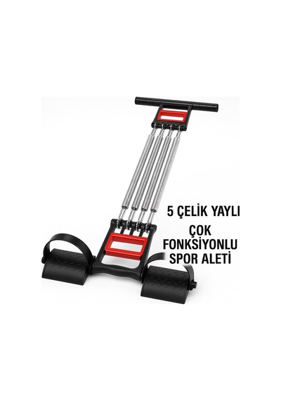 El Ayak Göğüs Yayı 5 Çelik Yaylı Çok Fonksiyonlu Fitness Ve Evde Spor Egzersiz Aleti