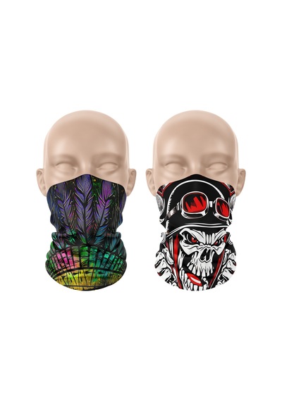 Dair Kuru Kafa Desenli 2'li Set Boyunluk Bandana Outdoor Balaklava Yüz Maskesi Kafa Bandı