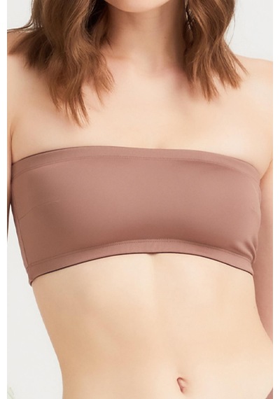 Cottonhill Kahverengi Straplez Crop Top Büstiyer Kahverengi