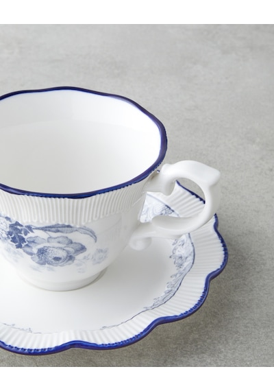 English Home Carmine Porselen 4 Parça 2 Kişilik Çay Fincanı Takımı 200 Ml Lacivert-beyaz