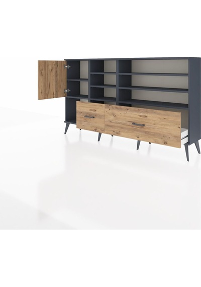 Arges Konsol 8 Raflı 2 Çekmeceli Tek Kapaklı 176x30x99 Antrasit-çam Atlas Çam - Antrasıt Arges Konsol 8 Raflı 2 Çekmeceli Tek Kapaklı 176x30x99 Antrasit-çam Atlas Çam - Antrasıt