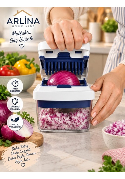 Çok Fonksiyonlu 8 Bıçaklı Doğrayıcı Set Sebze & Meyve Dilimleme, Rendeleme Ve Küp Doğrama Aparatı1,8 Lt Beyaz
