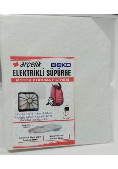 Arçelik S 4250 Uyumlu Süpürge Motor Koruma Filtresi 2 Adet