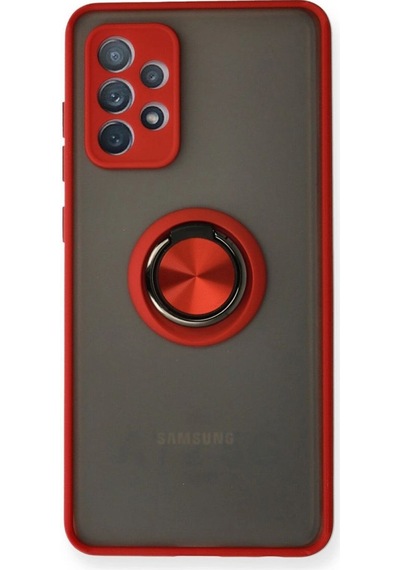 Tedar Samsung Galaxy A72 Kılıf Montreal Yüzüklü Silikon Kapak - Kırmızı Najmaddin standart