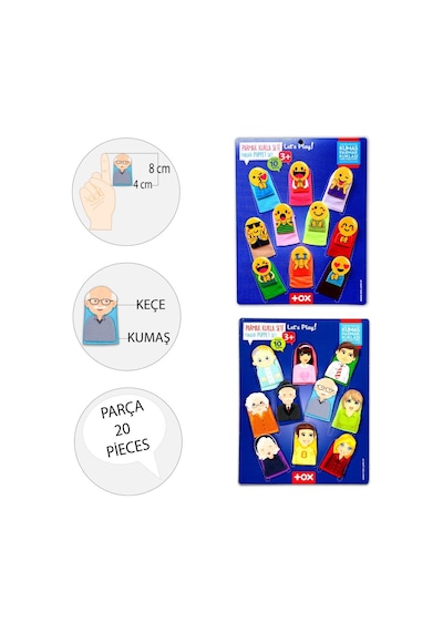 2 Set - 20 Parça Tox Emojiler Ve Aile Bireyleri Parmak Kukla T106