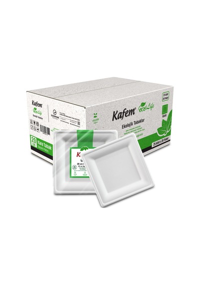 Kafem Ekolojik Kare Tabak 20 Cm 25 Li X 20 Paket Koli