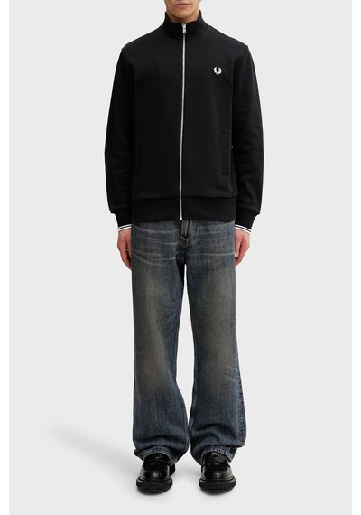 Fred Perry % 100 Pamuk Regular Fit Fermuarlı Sweat Erkek Sweat J3340 102 Siyah