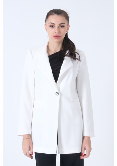 Feminist Ekru Zebra Astar Detaylı Krep Blazer Ceket 01051201.147 001