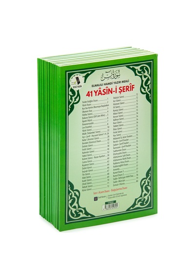 10 Adet Türkçe Mealli Orta Boy 80 Sayfa 41 Yasin - Yeşil Renk