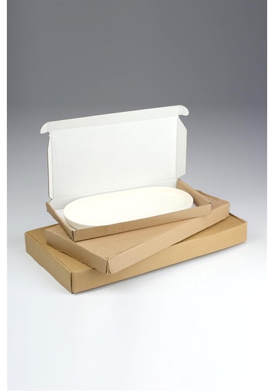 Dik Kenarlı Oval Tabak Seramik Bisküvi - 41 X 20.5 Cm - Ham Ürün Boyanabilir Obje