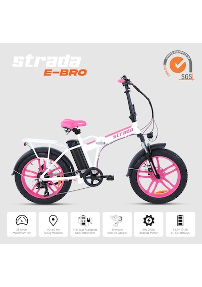 Strada E-bro 20 Jant Elektrikli Bisiklet Pembe