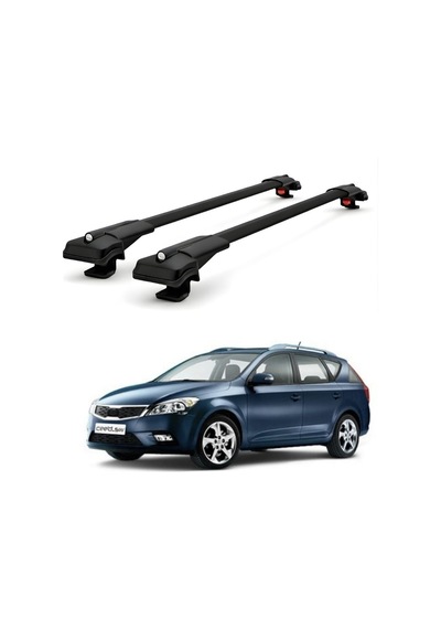 Kia Ceed Sportswagon SW 2007-2012 i&ccedil;in Ara Atkı Tavan Barı , Ara&ccedil; &Uuml;st&uuml; Ekipman Taşıma Barı Siyah 2 Adet