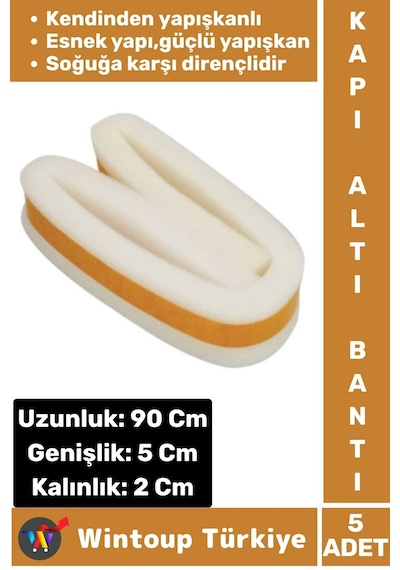 Yüksek Kaliteli Kendinden Yapışkanlı Kapı Altı Eşik Bantı Soğuk Koruyucu Isı Yalıtım Süngeri 5 Adet Diğer