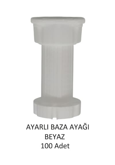 Ayarlanabilir Plastik Baza Ayağı 10-15 Cm, Beyaz, Çok Amaçlı Dolap Ayağı 100 Adet Beyaz