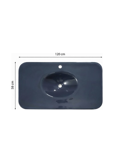 Badella - Duru Cam Lavabo Antrasit 120 58 - Mz-312- Antrasit