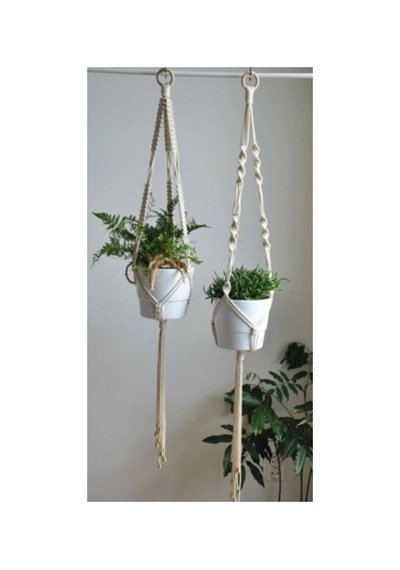 2li Set Garden Deluxe Makrome Saksılık Deluxe Saksılık Krem