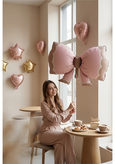 Retro Pembe Fiyonk Folyo Balon Baby Shower Doğum Günü Parti Süsü Çok Renkli