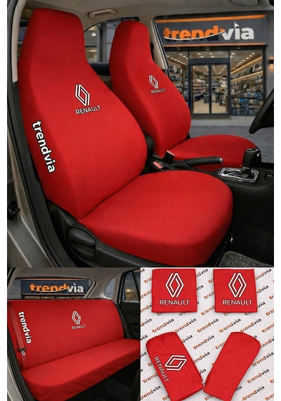 Renault Yeni Logolu Oto Koltuk Kılıfı Ön Arka Set Penye Universal Koltuk Koruyucu Servis Kılıfı 74581763