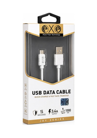 Exe Micro Usb Hızlı Şarj Ve Data Kablosu 3a 1 Metre Beyaz