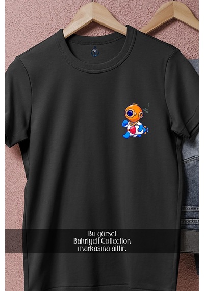 Oversize Koşan Mini Dalgıç Cep Tasarımlı Unisex T-shirt Siyah