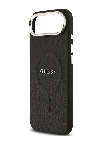 Apple Uyumlu iPhone 17 Air Kılıf Guess Lisanslı M-safe Özellikli Klasik Yazı Logolu Pu Deri Kapak Siyah Siyah
