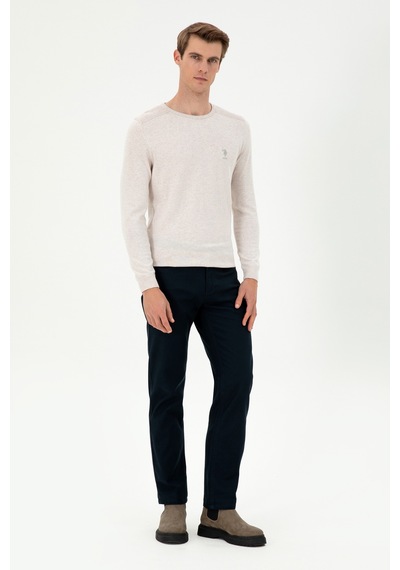 U.S. Polo Assn. Erkek Slim Fit Bisiklet Yaka Taş Melanj Basic Kazak 50288888-VR225