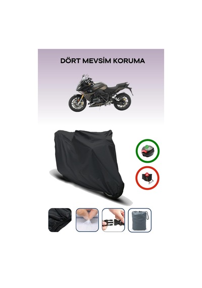 Siyah Arka Çanta Uyumlu Bmw R 1200 Rs Uyumlu Motosiklet Brandası Motor Örtüsü