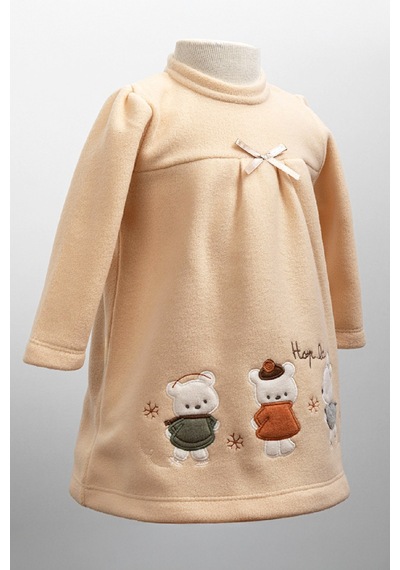 Modanino Kız Çocuk Peluş Elbise 6-24 Ay 12471 Krem