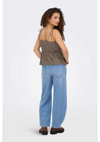 Only Onlnele Regular Fit V Yaka Bağlama Detaylı İnce Askılı Bluz Bayan Bluz 15370325 Vizon VİZON