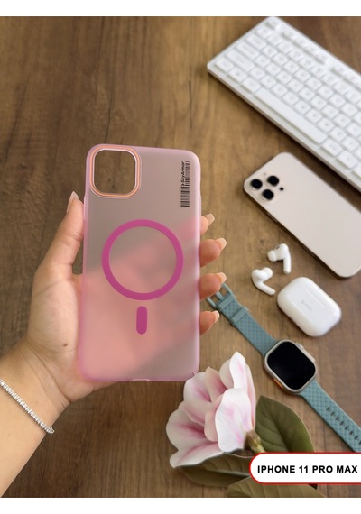 Apple iPhone 11 Pro Max Magsafe Uyumlu Mat Sert Klein Kılıf Pembe