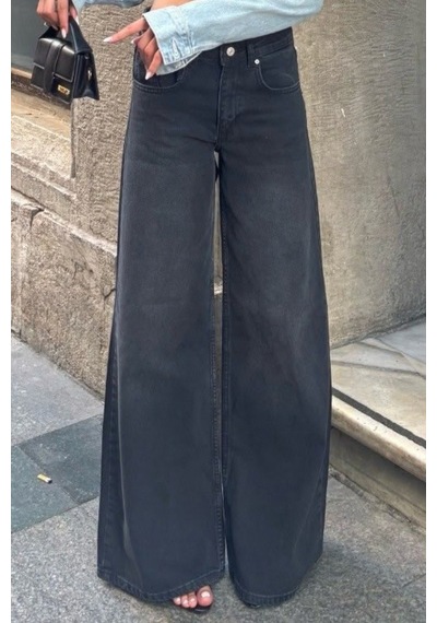 Balenbi Kadın Yüksek Bel Yıkamalı Jean Salaş Kesim Extra Wide Leg Kot Pantolon 1243 Füme W13 Balenbi Kadın Yüksek Bel Yıkamalı Jean Salaş Kesim Extra Wide Leg Kot Pantolon 1243 Füme W13
