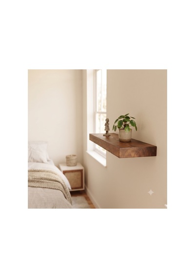 Doğal Masif Çam Ahşap Yüzen Raf , Salon , Mutfak , Banyo Raf Şeffaf