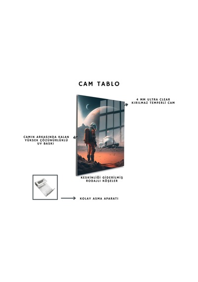 Space/uzay Yapay Zeka Özel Tasarım Cam Tablo Ofis, Mutfak Çocuk Odası, Salon 128