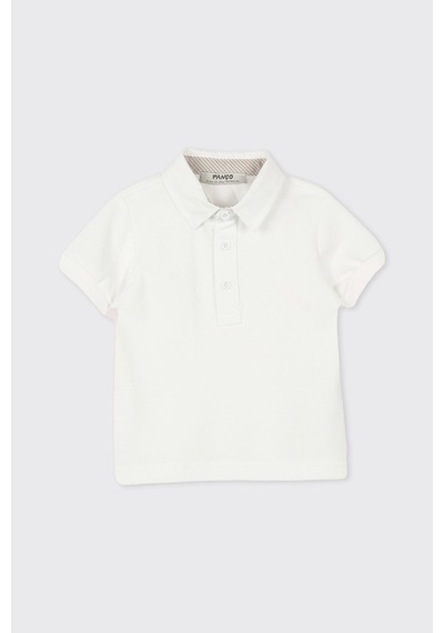 Panço Erkek Çocuk Yakalı Kısa Kollu T-shirt Ekru