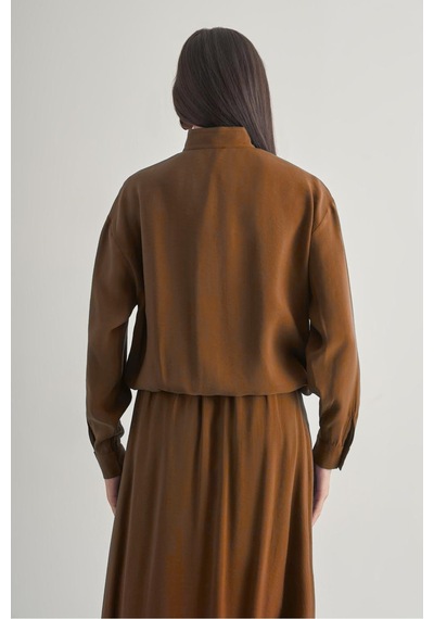 Taba Mizalle İp Büzgülü Torba Cepli Modal Karışımlı Camel Ceket CAMEL